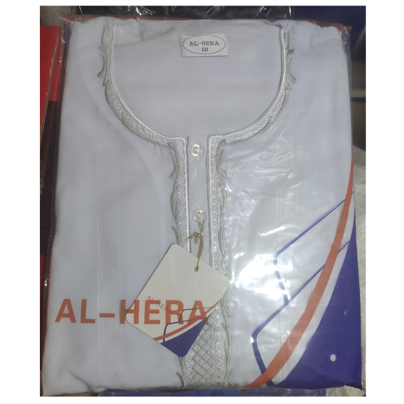 Wholesale Al-Hera brand white color thobe islamic Clothing men Thawb jubbah