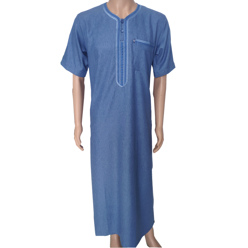 New design embroidery Moroccan Style Thobe Islamic men Clothing Robe Thawb jubbah